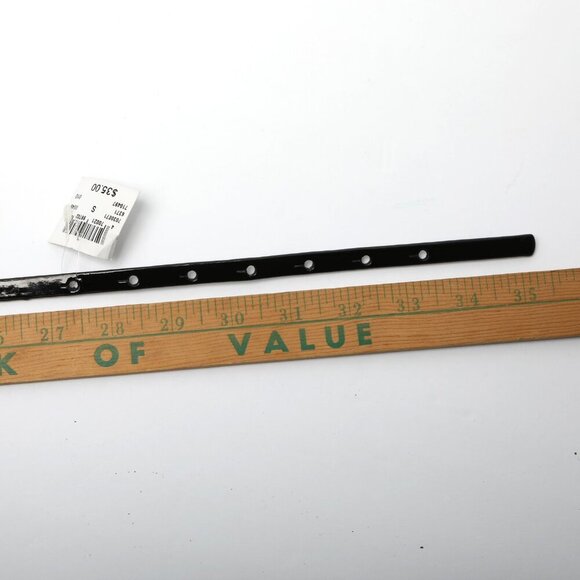 Faux Patent Leather Skinny Belt Metal Bow Mesh Black Glossy Party Y2K Retro - Picture 7 of 9